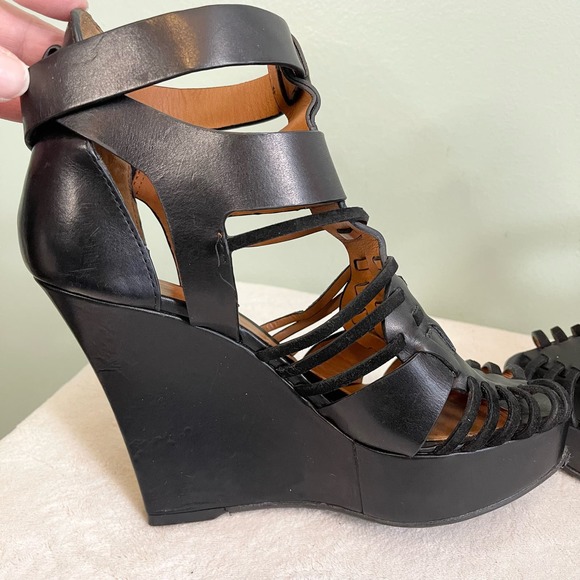 Givenchy Corinne Women's Leather Suede Gladiator Platform Wedge Heels Size 8 - Picture 8 of 15